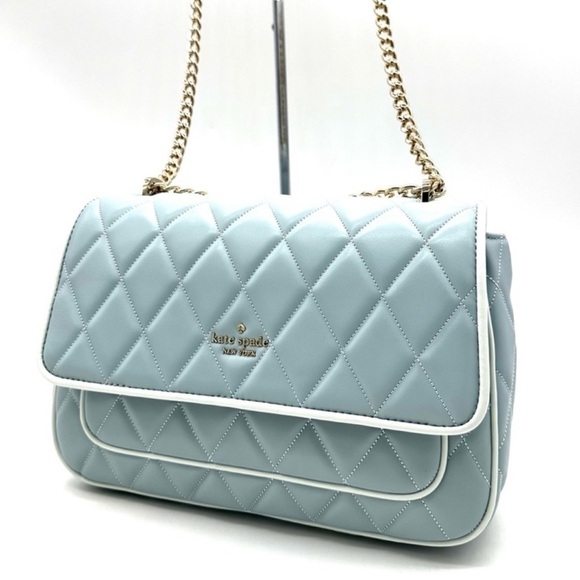 Kate Spade Colorblock Carey Quilted Leather Flap Shoulder Bag Wild Sage (NWT) - Picture 2 of 11